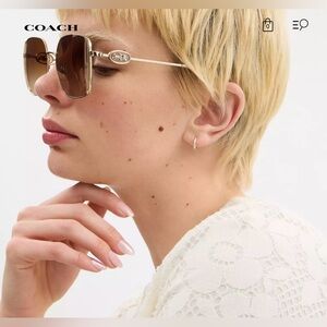 Coach Horse And Carriage Metal Oversized Square Sunglasses